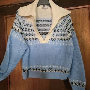 J. Crew Blue and Cream Alpaca mix Women's Sweater